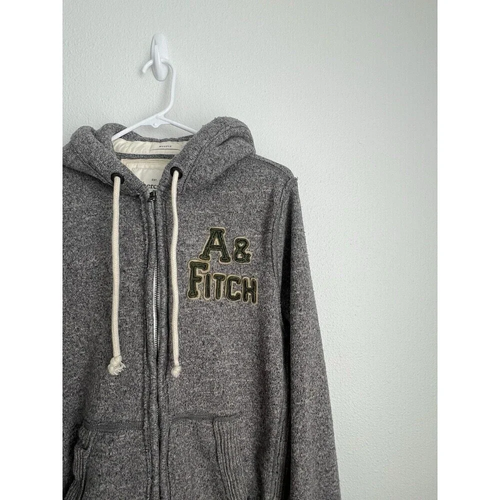 Vintage Y2K Abercrombie & Fitch Full Zip Muscle Hoodie Sweatshirt Men’s Medium M